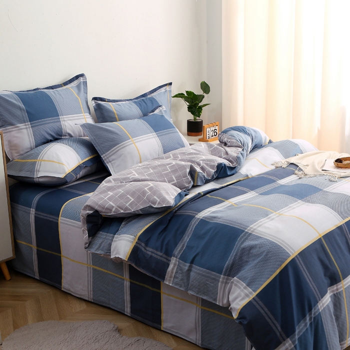 91家纺网 家纺一手货源 找家纺 2025新款40s简欧全棉纯棉印花多规格系列四件套 念之以蓝