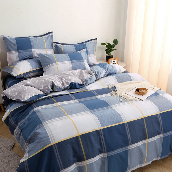 91家纺网 家纺一手货源 找家纺 2025新款40s简欧全棉纯棉印花多规格系列四件套 念之以蓝