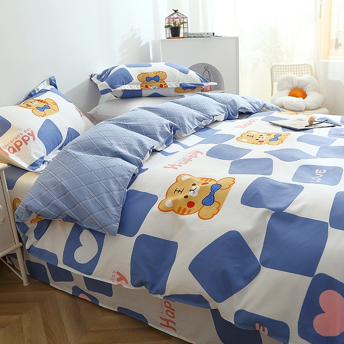 91家纺网 家纺一手货源 找家纺 2025新款40s简欧全棉纯棉印花多规格系列四件套 虎宝宝-兰