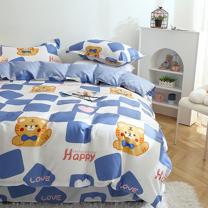 91家纺网 家纺一手货源 找家纺 2025新款40s简欧全棉纯棉印花多规格系列四件套 虎宝宝-兰