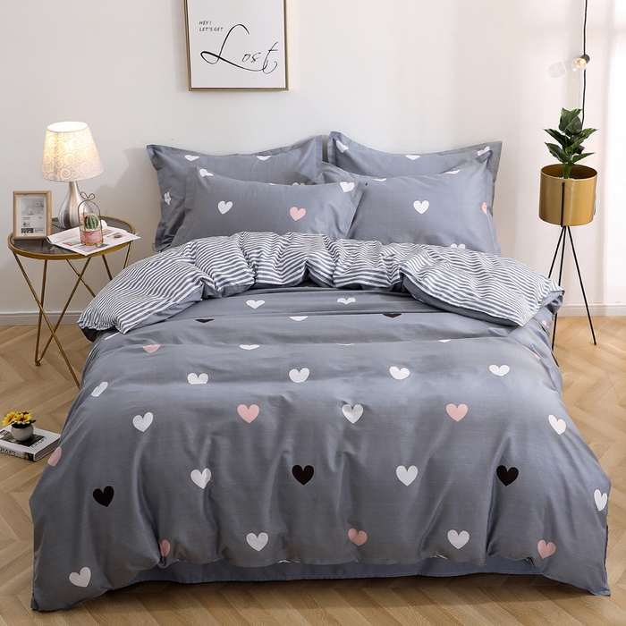 91家纺网 家纺一手货源 找家纺 2025新款40s简欧全棉纯棉印花多规格系列四件套 许愿精灵-灰