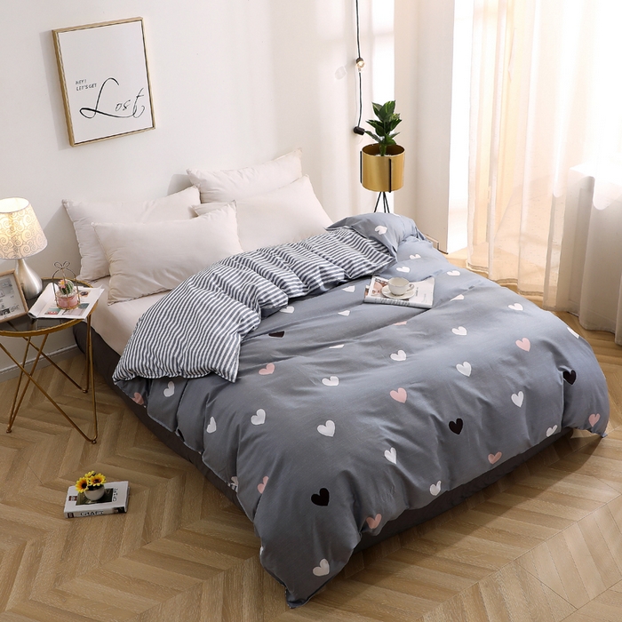 91家纺网 家纺一手货源 找家纺 2025新款40s简欧全棉纯棉印花多规格系列四件套 许愿精灵-灰