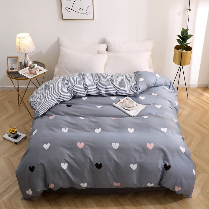 91家纺网 家纺一手货源 找家纺 2025新款40s简欧全棉纯棉印花多规格系列四件套 许愿精灵-灰