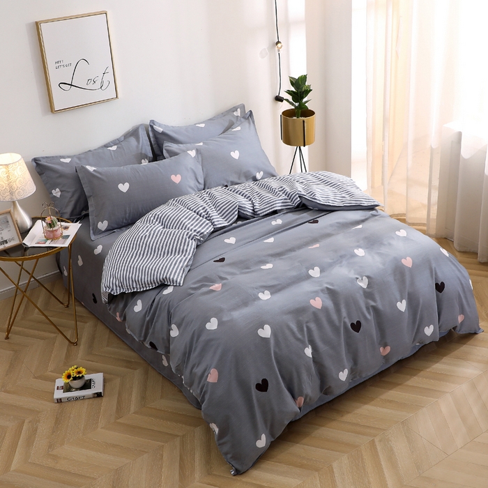 91家纺网 家纺一手货源 找家纺 2025新款40s简欧全棉纯棉印花多规格系列四件套 许愿精灵-灰