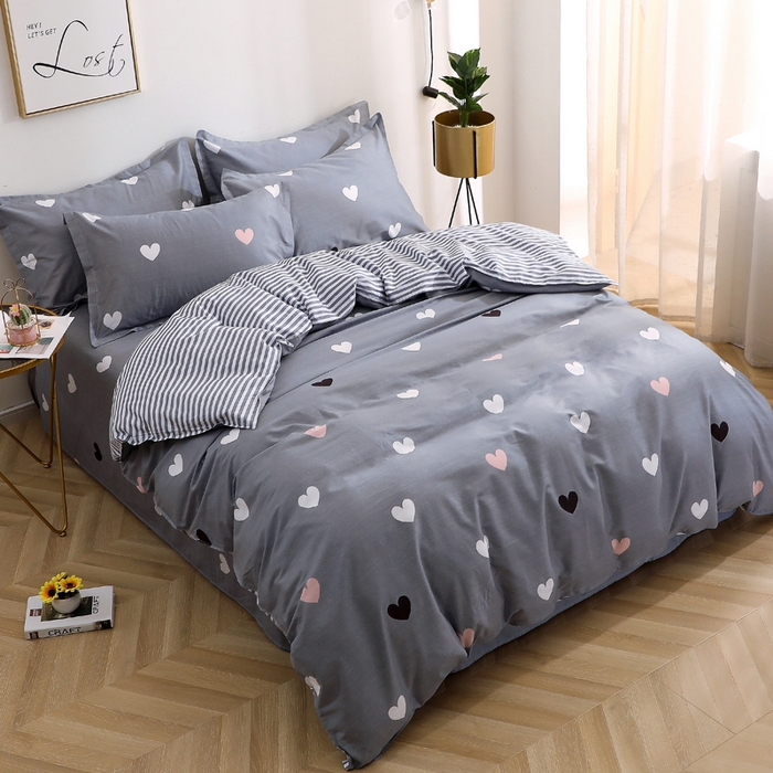 91家纺网 家纺一手货源 找家纺 2025新款40s简欧全棉纯棉印花多规格系列四件套 许愿精灵-灰