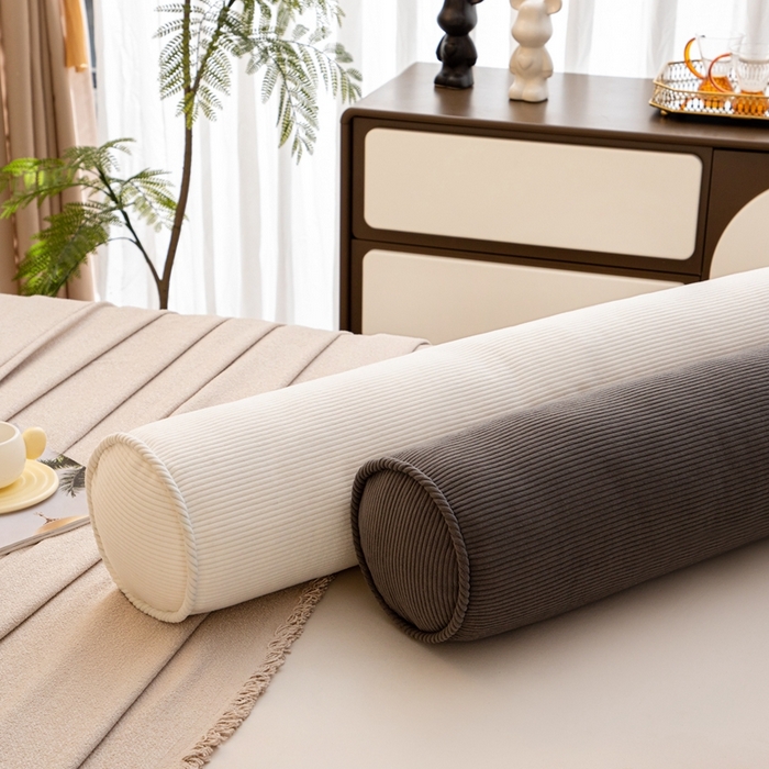 91家纺网 家纺一手货源 找家纺 沐沐家纺2026新款灯芯绒长条睡抱枕 白色