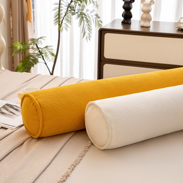 91家纺网 家纺一手货源 找家纺 沐沐家纺2026新款灯芯绒长条睡抱枕 黄色