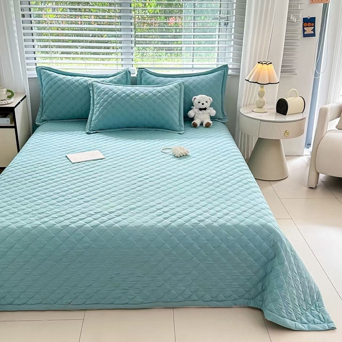 91家纺网 家纺一手货源 找家纺 橘夏家纺 2025新款凉感雪肌棉多功能床盖 湖石青