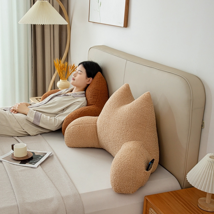 91家纺网 家纺一手货源 找家纺 （总）沐沐家纺2026新款泰迪绒猫耳朵护腰靠背