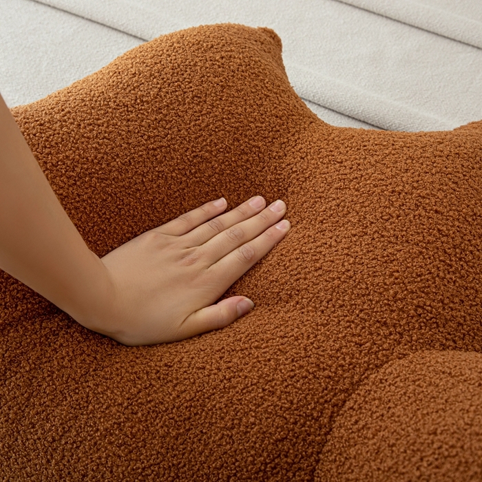 91家纺网 家纺一手货源 找家纺 沐沐家纺2026新款泰迪绒猫耳朵护腰靠背 橘黄色