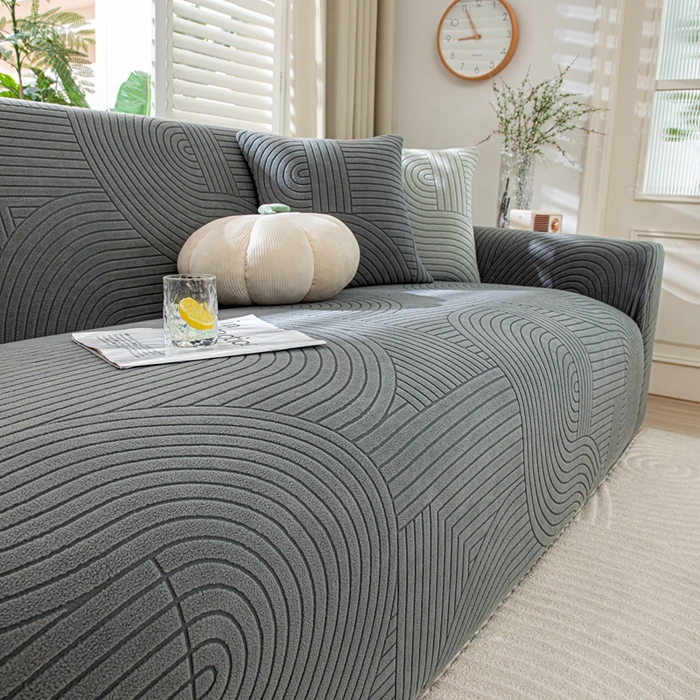 91家纺网 家纺一手货源 找家纺 沐沐家纺202新款瑞士卷沙发套 深灰