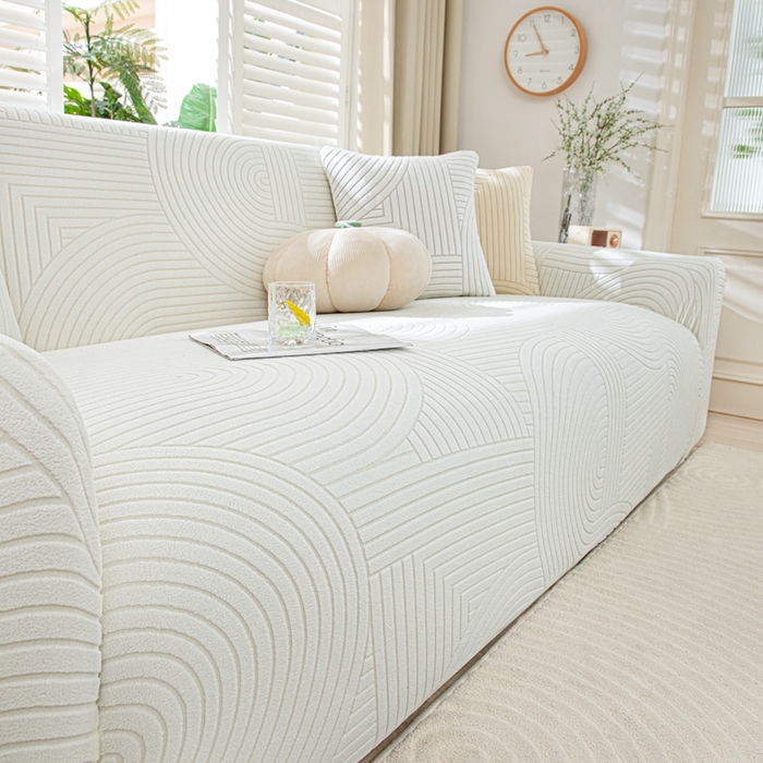 91家纺网 家纺一手货源 找家纺 沐沐家纺202新款瑞士卷沙发套 白色