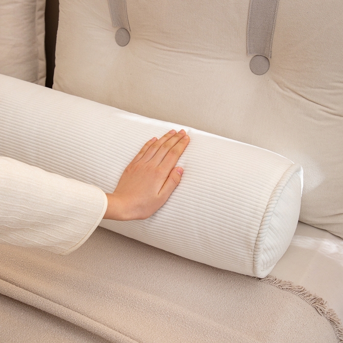 91家纺网 家纺一手货源 找家纺 沐沐家纺2026新款灯芯绒长条睡抱枕 白色