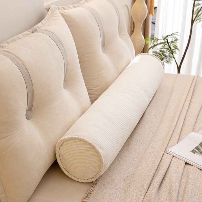 91家纺网 家纺一手货源 找家纺 沐沐家纺2026新款灯芯绒长条睡抱枕 白色