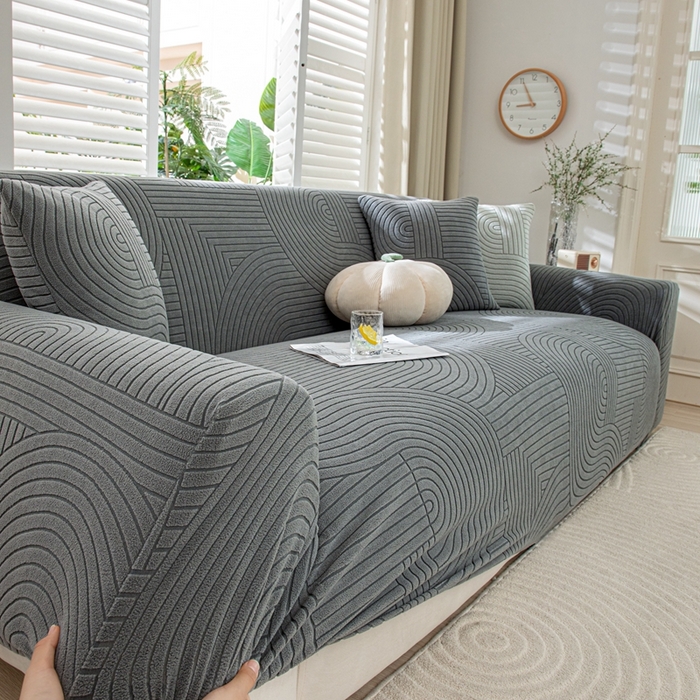 91家纺网 家纺一手货源 找家纺 沐沐家纺202新款瑞士卷沙发套 深灰