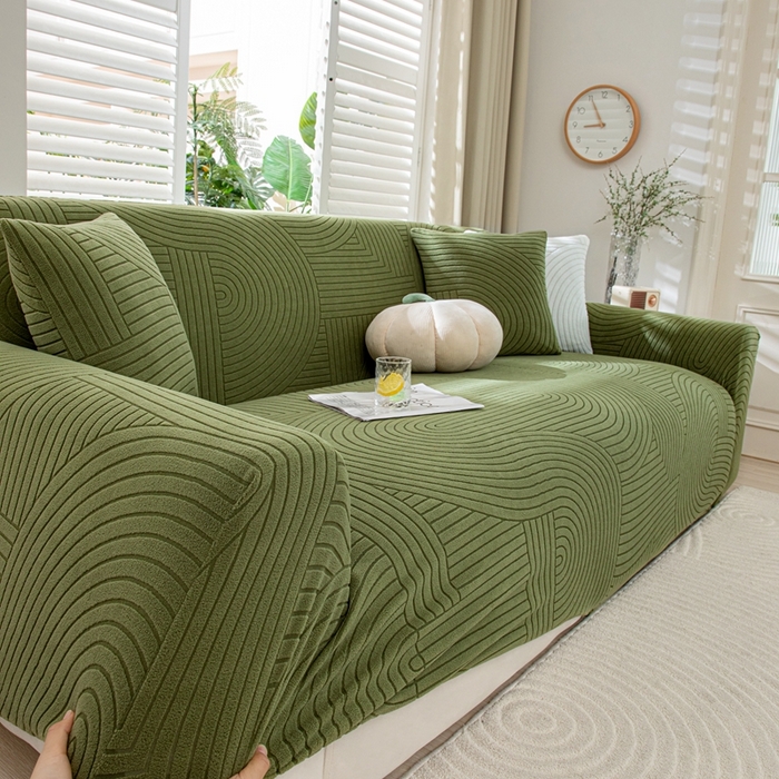 91家纺网 家纺一手货源 找家纺 沐沐家纺202新款瑞士卷沙发套 墨绿