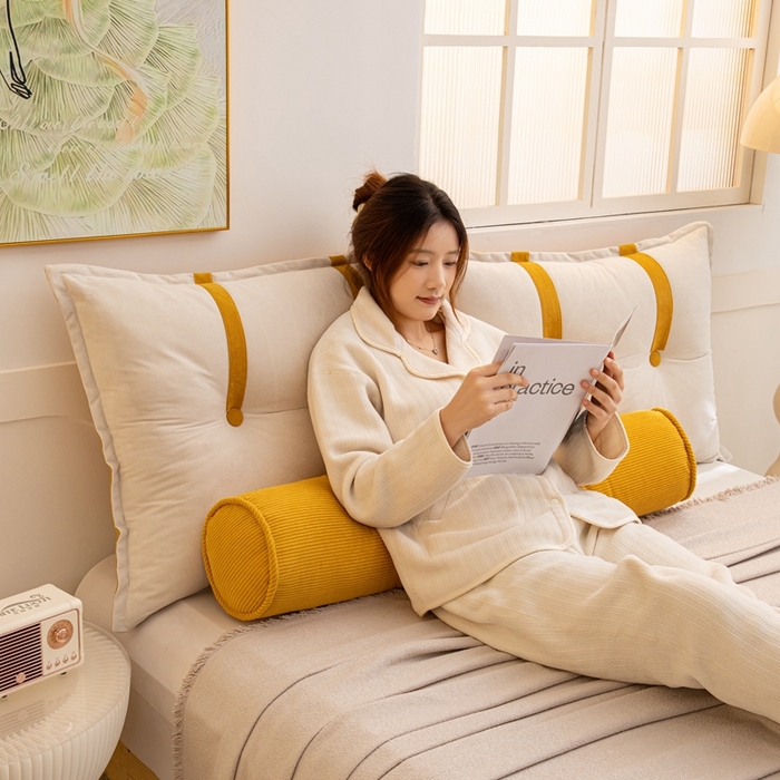 91家纺网 家纺一手货源 找家纺 沐沐家纺2026新款灯芯绒长条睡抱枕 黄色