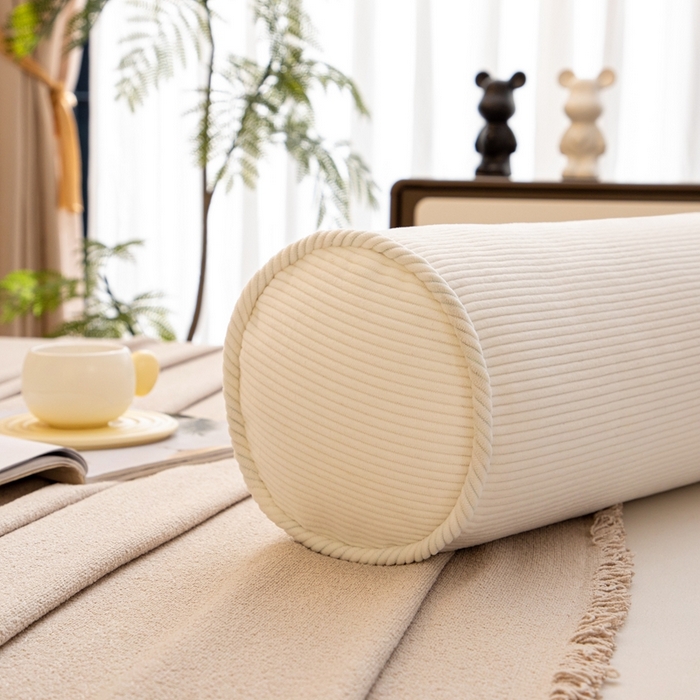 91家纺网 家纺一手货源 找家纺 沐沐家纺2026新款灯芯绒长条睡抱枕 白色