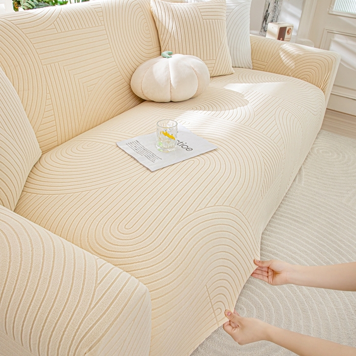 91家纺网 家纺一手货源 找家纺 沐沐家纺202新款瑞士卷沙发套 杏色