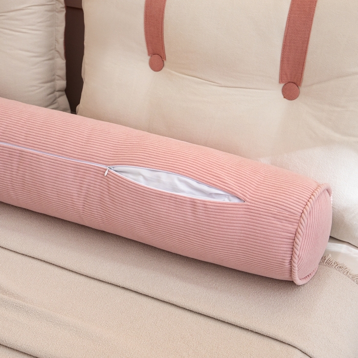91家纺网 家纺一手货源 找家纺 沐沐家纺2026新款灯芯绒长条睡抱枕 粉色