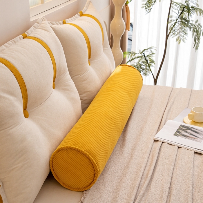 91家纺网 家纺一手货源 找家纺 沐沐家纺2026新款灯芯绒长条睡抱枕 黄色