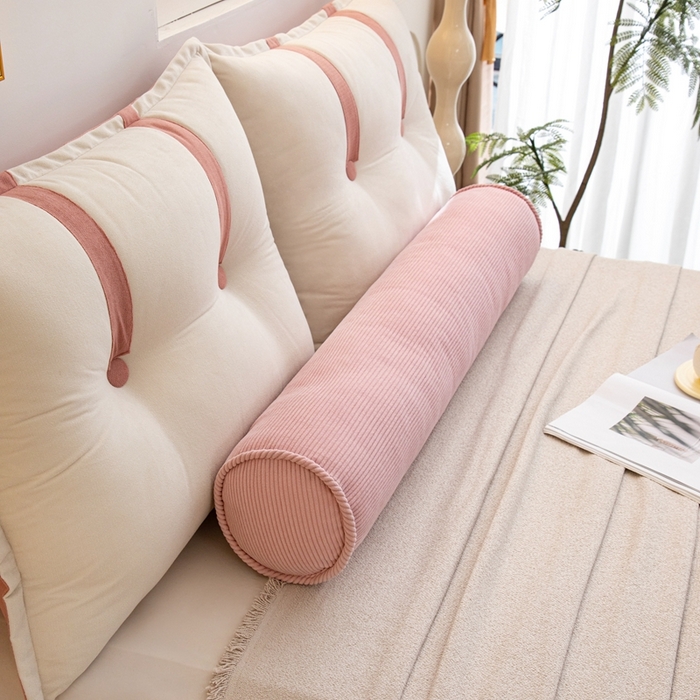 91家纺网 家纺一手货源 找家纺 沐沐家纺2026新款灯芯绒长条睡抱枕 粉色