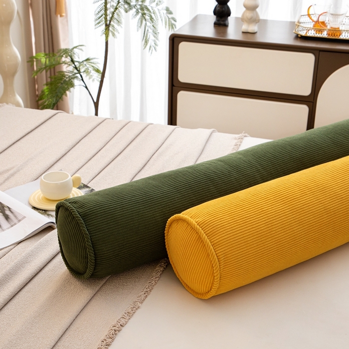 91家纺网 家纺一手货源 找家纺 沐沐家纺2026新款灯芯绒长条睡抱枕 墨绿色