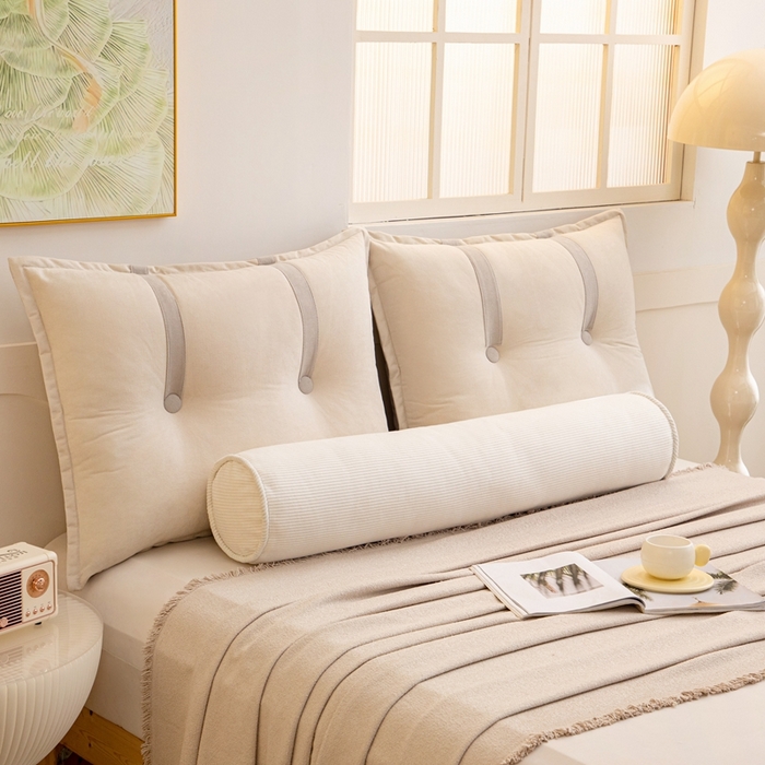 91家纺网 家纺一手货源 找家纺 沐沐家纺2026新款灯芯绒长条睡抱枕 白色