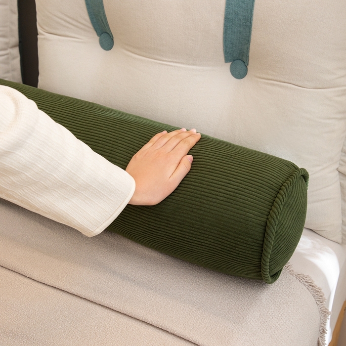 91家纺网 家纺一手货源 找家纺 沐沐家纺2026新款灯芯绒长条睡抱枕 墨绿色