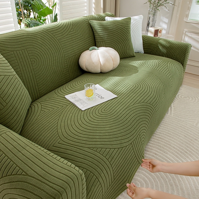 91家纺网 家纺一手货源 找家纺 沐沐家纺202新款瑞士卷沙发套 墨绿