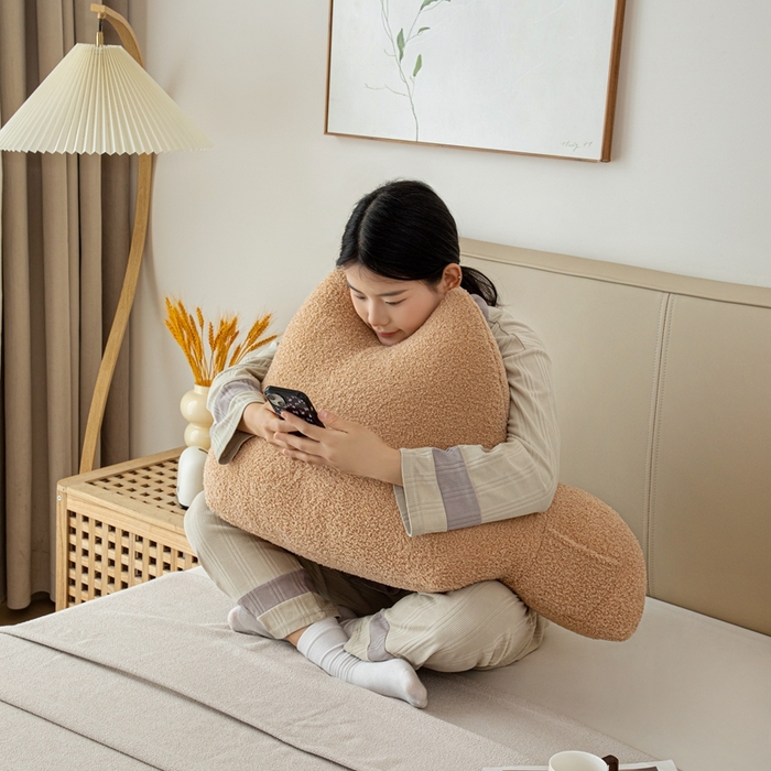 91家纺网 家纺一手货源 找家纺 （总）沐沐家纺2026新款泰迪绒猫耳朵护腰靠背