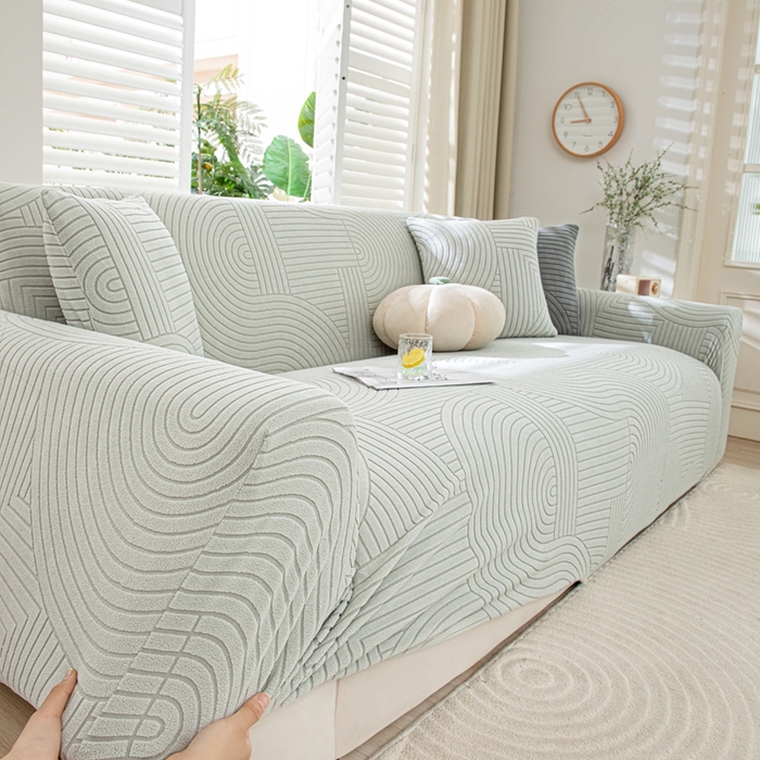 91家纺网 家纺一手货源 找家纺 沐沐家纺202新款瑞士卷沙发套 浅灰