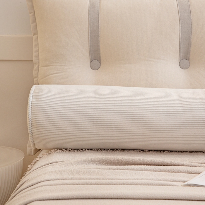 91家纺网 家纺一手货源 找家纺 沐沐家纺2026新款灯芯绒长条睡抱枕 白色