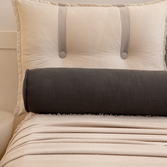 91家纺网 家纺一手货源 找家纺 沐沐家纺2026新款灯芯绒长条睡抱枕 深灰