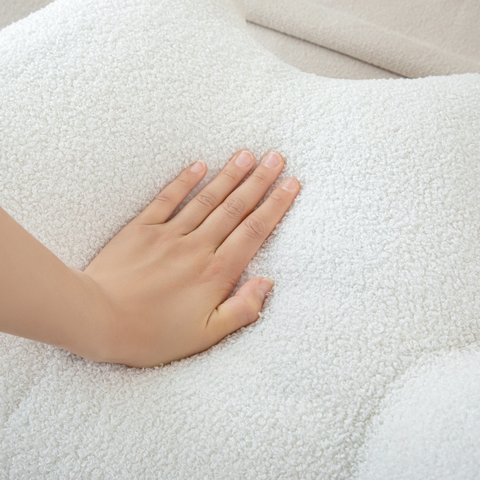 91家纺网 家纺一手货源 找家纺 沐沐家纺2026新款泰迪绒猫耳朵护腰靠背 白色