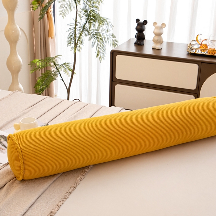 91家纺网 家纺一手货源 找家纺 沐沐家纺2026新款灯芯绒长条睡抱枕 黄色