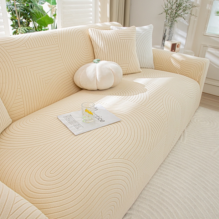 91家纺网 家纺一手货源 找家纺 沐沐家纺202新款瑞士卷沙发套 杏色