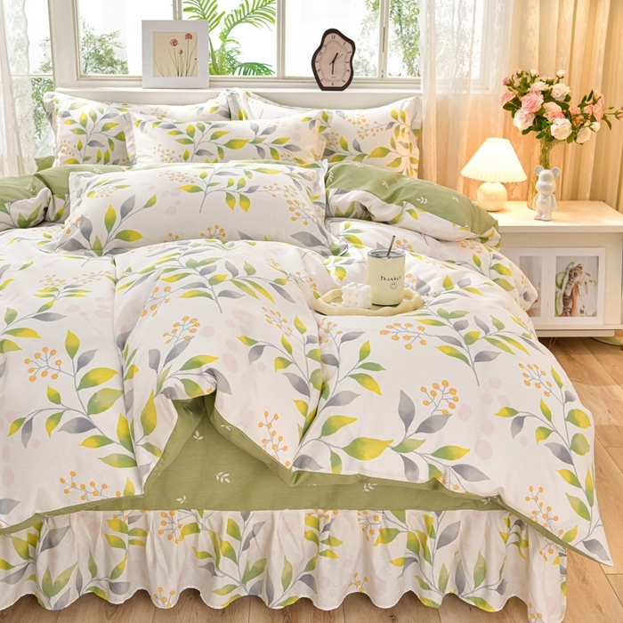 91家纺网 家纺一手货源 找家纺 （总）绘萱家居 2025新款100%全棉床裙款斜纹印花四件套