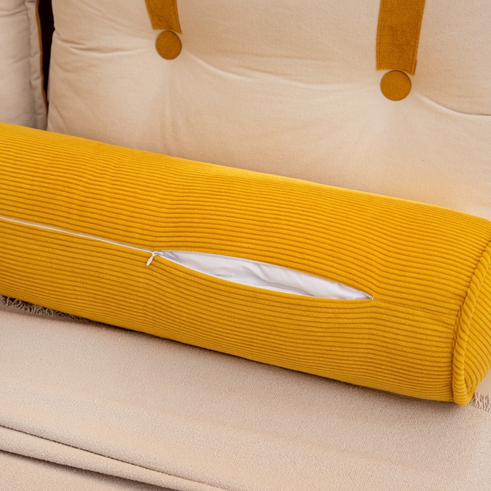 91家纺网 家纺一手货源 找家纺 沐沐家纺2026新款灯芯绒长条睡抱枕 黄色