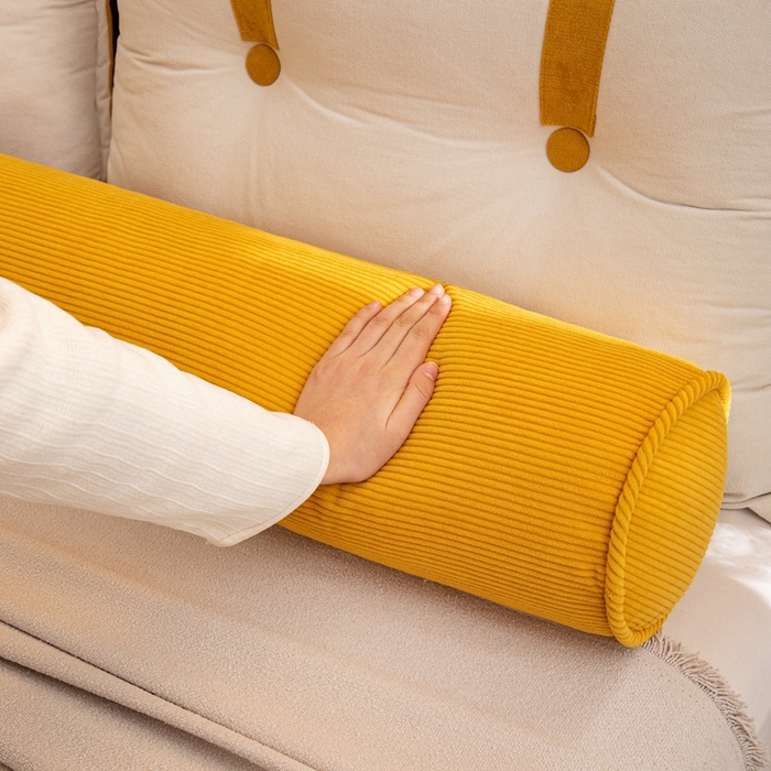 91家纺网 家纺一手货源 找家纺 沐沐家纺2026新款灯芯绒长条睡抱枕 黄色
