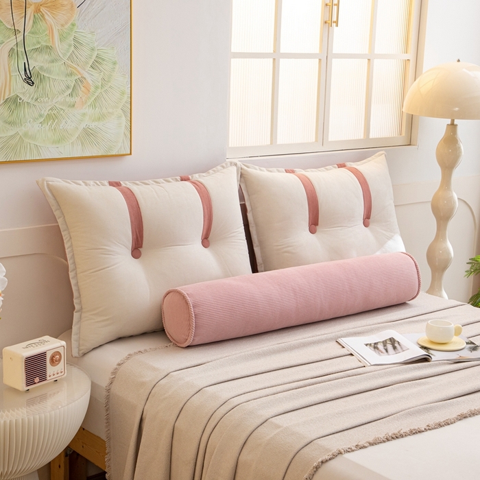 91家纺网 家纺一手货源 找家纺 沐沐家纺2026新款灯芯绒长条睡抱枕 粉色