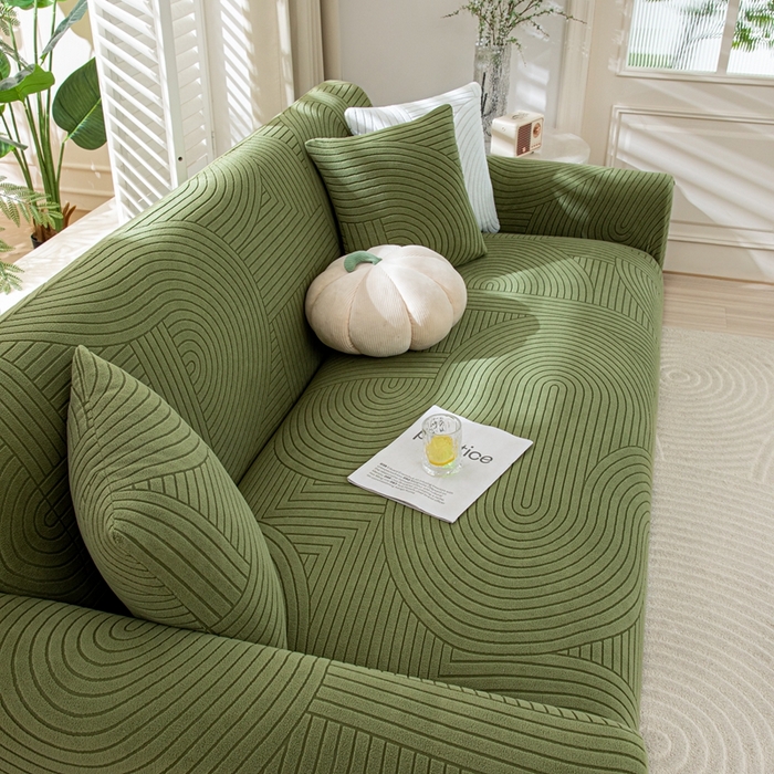 91家纺网 家纺一手货源 找家纺 沐沐家纺202新款瑞士卷沙发套 墨绿