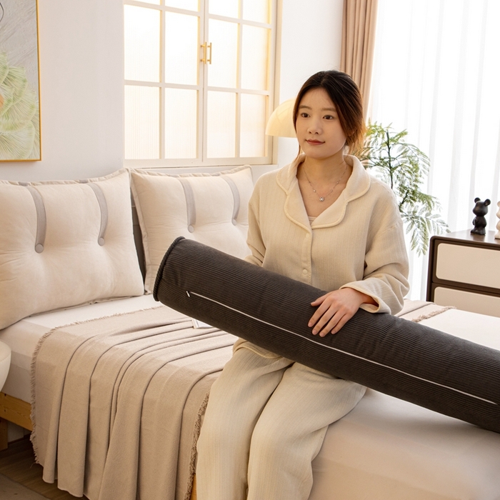 91家纺网 家纺一手货源 找家纺 沐沐家纺2026新款灯芯绒长条睡抱枕 深灰