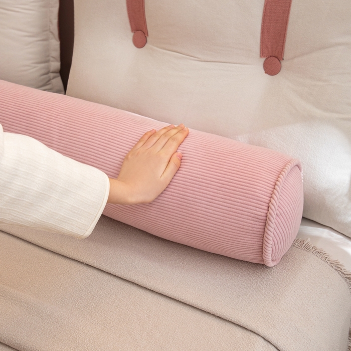 91家纺网 家纺一手货源 找家纺 沐沐家纺2026新款灯芯绒长条睡抱枕 粉色