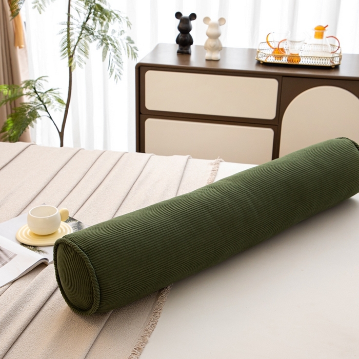 91家纺网 家纺一手货源 找家纺 沐沐家纺2026新款灯芯绒长条睡抱枕 墨绿色