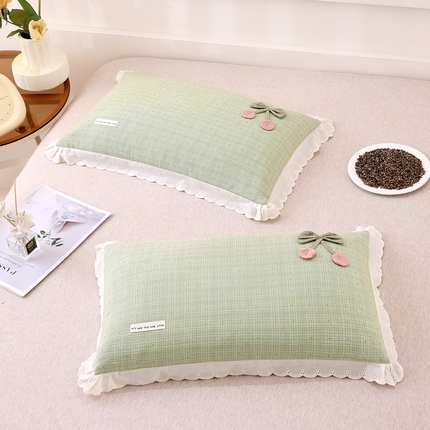 91家纺网 家纺一手货源 找家纺 （总）珍贝家纺 2025新款樱桃蝴蝶结荞麦壳枕