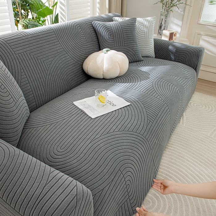 91家纺网 家纺一手货源 找家纺 沐沐家纺202新款瑞士卷沙发套 深灰