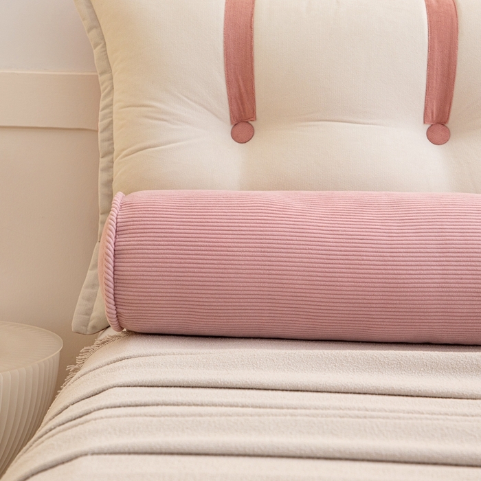 91家纺网 家纺一手货源 找家纺 沐沐家纺2026新款灯芯绒长条睡抱枕 粉色