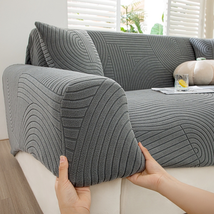 91家纺网 家纺一手货源 找家纺 沐沐家纺202新款瑞士卷沙发套 深灰