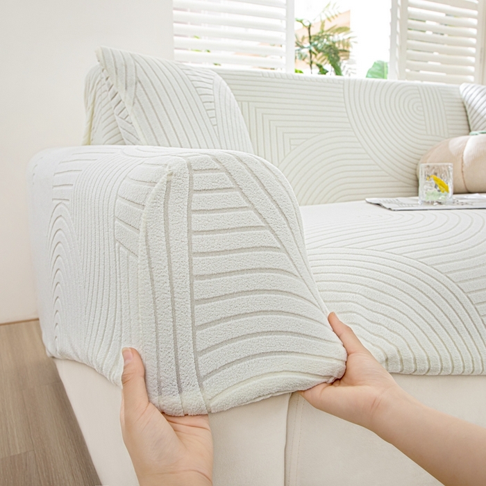 91家纺网 家纺一手货源 找家纺 沐沐家纺202新款瑞士卷沙发套 白色